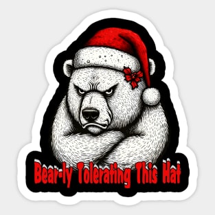 Cute and Grumpy Christmas Polar Bear Sticker